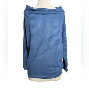 Umgee Blue Waffle Knit Top
